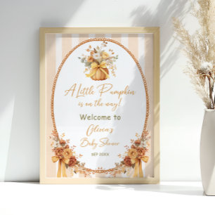 Liten pumpa höst blommande baby shower välkomst poster