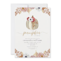 Liten pumpa höst blomster vattenfärg baby shower