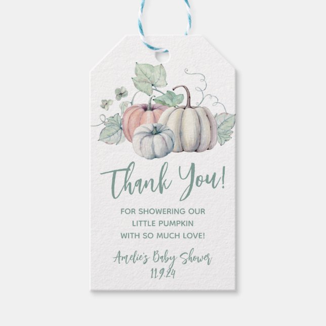 Liten pumpa, höst, höst baby shower presentgåva presentetikett (Framsidan)