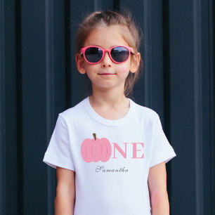 Liten Pumpa Höst Pastell Rosa Första Födelsedag T Shirt