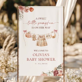 Liten pumpa höst rosa flicka baby shower välkommen