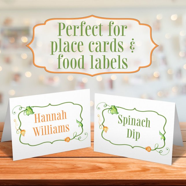 Liten pumpa Höst Sagan Matetikett Tält och Placeringskort (Skapare uppladdad)