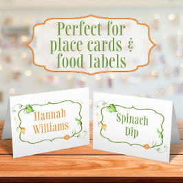 Liten pumpa Höst Sagolik matetikettställning och Placeringskort