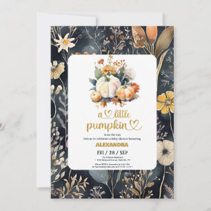 Liten pumpa höst vattenfärg blommig baby shower inbjudningar