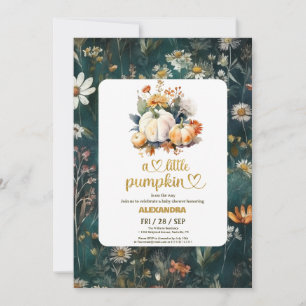 Liten pumpa höst vattenfärg blommig baby shower inbjudningar