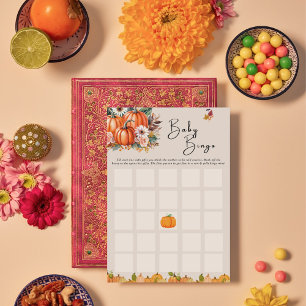 Liten pumpa Höstblommig Baby Shower Bingo-kort Inbjudningar
