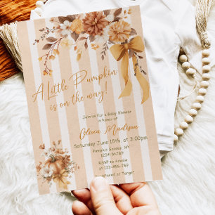 Liten pumpa höstblommig baby shower-inbjudan inbjudningar