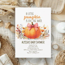 Liten Pumpa Höstblommor Flick Baby Shower Inbjudningar