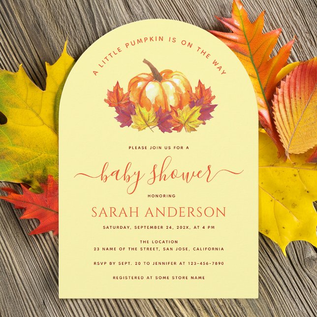 Liten pumpa höstlöv Fall Baby Shower Inbjudningar (Skapare uppladdad)