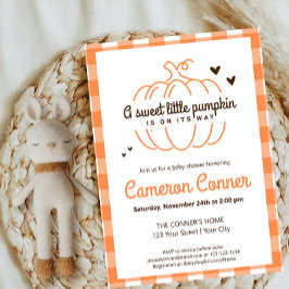 Liten pumpa Könsneutral höst-baby shower Inbjudningar