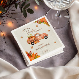 Liten Pumpa Lastbil Höst Baby Shower Pappersservett