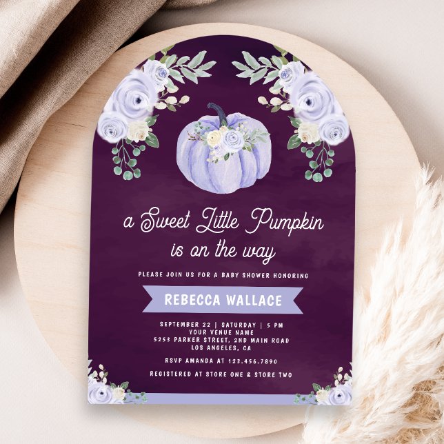 Liten Pumpa Lavendel Ros Ark Plommon Bebis Shower Inbjudningar (Skapare uppladdad)