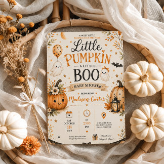 Liten pumpa lilla Boo Halloween Baby Shower Inbjudningar