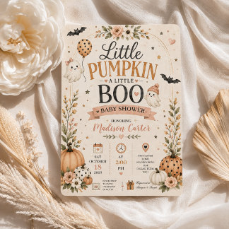 Liten pumpa lilla Boo Halloween Baby Shower Inbjudningar