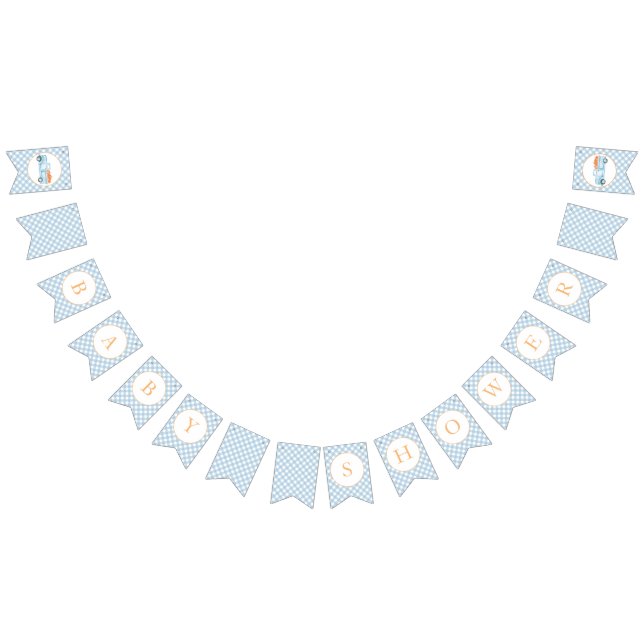 Liten pumpa ljusblå lastbil Baby Shower Vimplar (Alla)