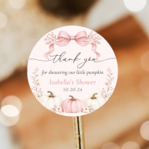 Liten pumpa med rosa rosett baby shower-dekal