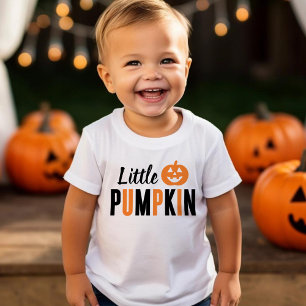 Liten pumpa orange och svart modern Halloween T Shirt