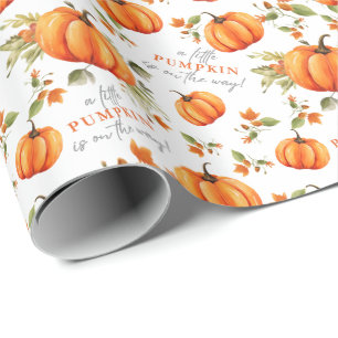 Liten pumpa på väg Akvarell baby shower Presentpapper