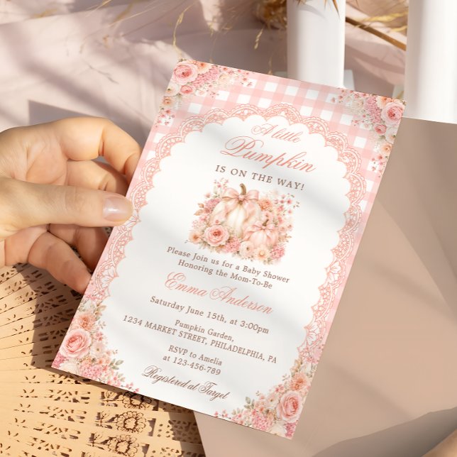 Liten pumpa på väg Baby Shower med båge Inbjudningar (Skapare uppladdad)