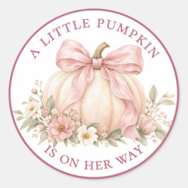Liten pumpa på väg Blush Blommig Runt Klistermärke