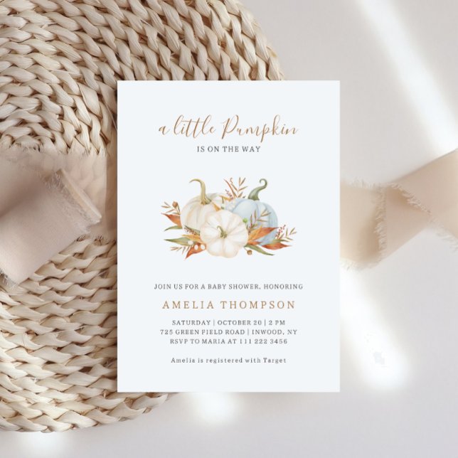 Liten pumpa Pastell Neutral Baby Shower Inbjudningar (Skapare uppladdad)