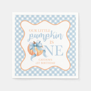 Liten pumpa pastellblå rosett randig 1-årsdag pappersservett