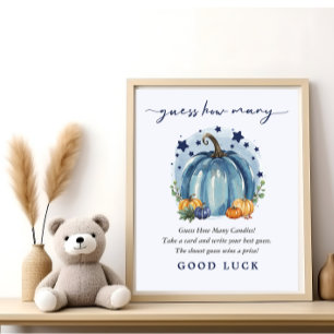 Liten Pumpa Pojke Baby Shower Lek Gissa Hur Många Poster