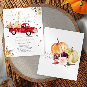 Liten pumpa röd lastbil Baby Shower-inbjudan