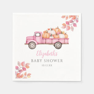 Liten pumpa rosa baby shower fotobakgrund pappersservett