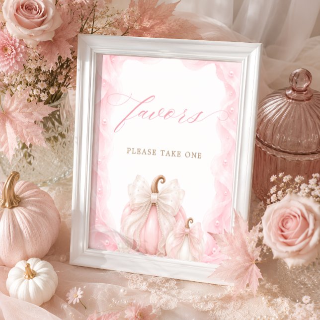 Liten pumpa rosa baby shower gunst presentkort bor poster (Skapare uppladdad)