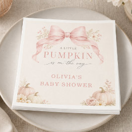 Liten pumpa rosa båge baby shower pappersservett