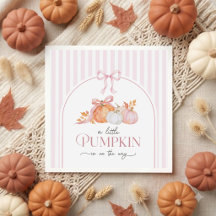 Liten pumpa rosa båge baby shower servetter