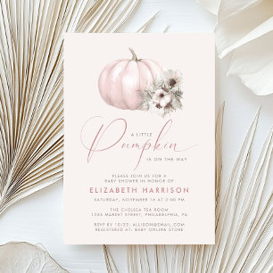 Liten pumpa rosa blommande boho baby shower för fl inbjudningar