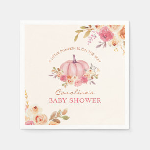 Liten pumpa rosa flicka baby shower pappersservett