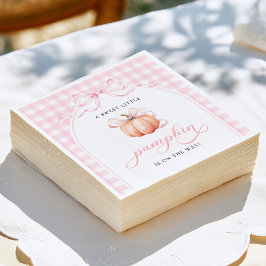 Liten pumpa rosa Gingham-båge baby shower Pappersservett