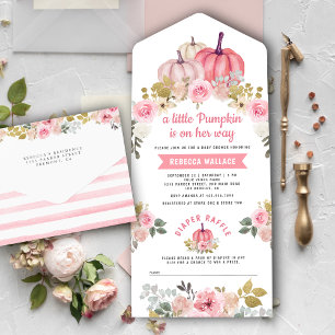 Liten pumpa rosa guld blommig baby shower