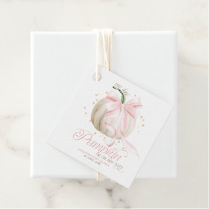 Liten pumpa rosa rosett Personlig baby shower Gåvor Etiketter