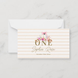 Liten pumpa rosa rosett Rosor 1:a Elegant födelsed Anteckningskort