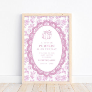 Liten pumpa rosa toalett baby shower poster