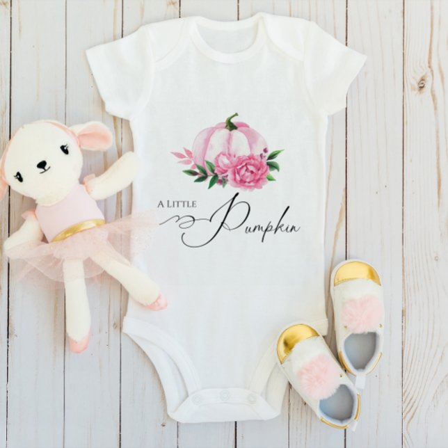 Liten pumpa rosafärgad rustic baby shower t shirt (Skapare uppladdad)