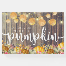 Liten pumpa rustik barnved höst baby shower gästböcker
