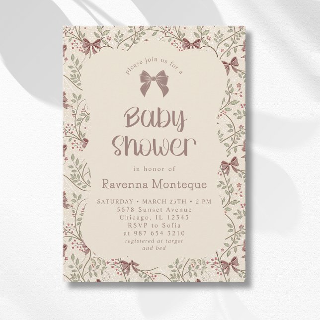 Liten Pumpa Salvia Blad Båge Baby Shower Inbjudningar (Skapare uppladdad)