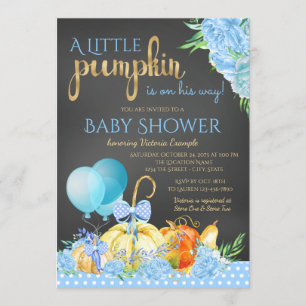 Liten pumpa skrivtavla pojkar höst baby shower inbjudningar
