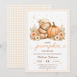 Liten pumpa Sover Teddy Baby Shower Inbjudningar