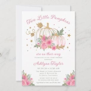 Liten Pumpa Tvilling Flickbaby Invitation Inbjudningar