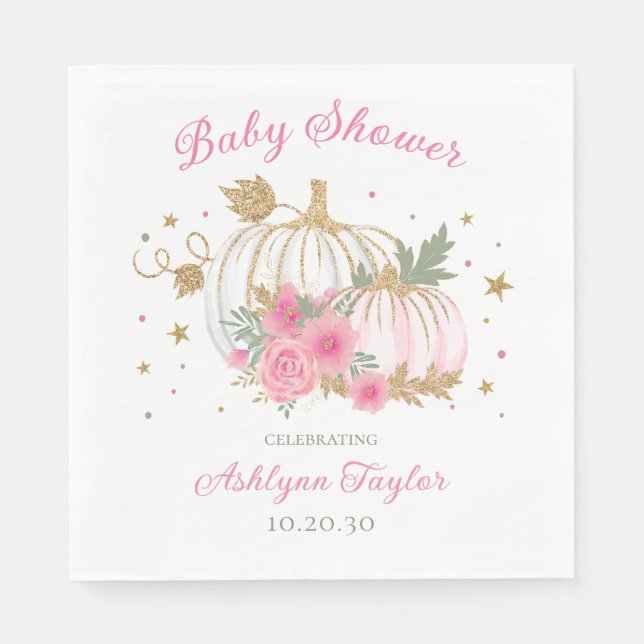 Liten Pumpa Tvilling Flickor Baby Shower Pappersservett (Framsidan)