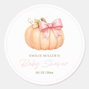 Liten pumpabarn Baby Shower Höst Rosa Pumpa Slinga Runt Klistermärke