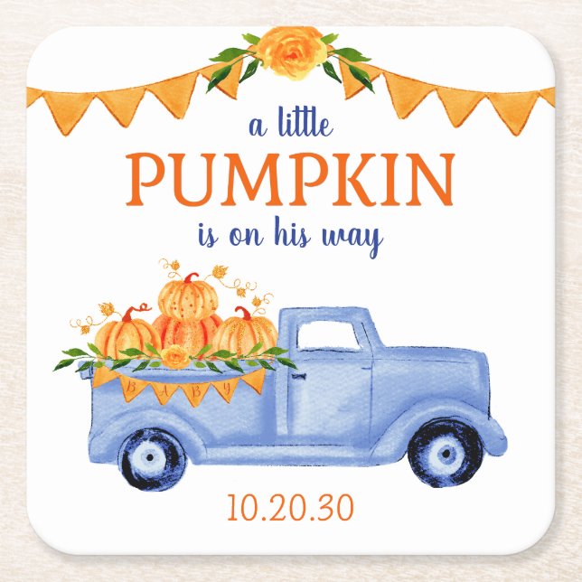 Liten pumpaboy baby shower underlägg papper kvadrat (Framsidan)