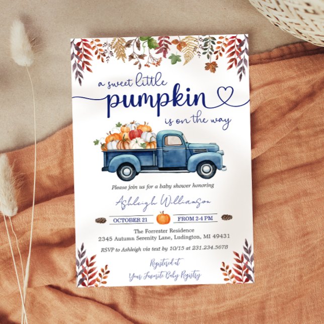 Liten pumpaboy Bebisdusch-inbjudan Inbjudningar (Little Pumpkin Boy Baby Shower Invitation)