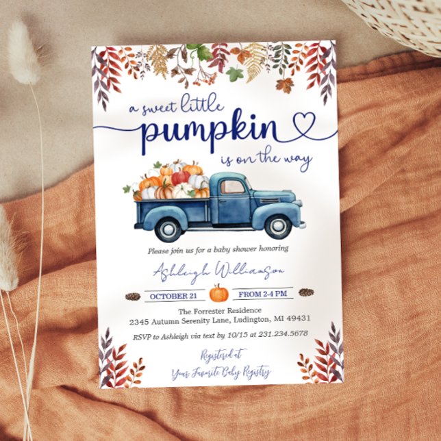 Liten pumpaboy Bebisdusch-inbjudan Vykort (Little Pumpkin Boy Baby Shower Invitation Postcard
)